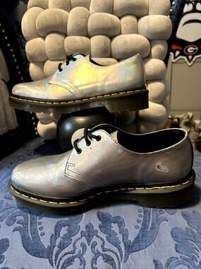 Dr Martens Iridescent Silver Oxfords size 8/EU 39
